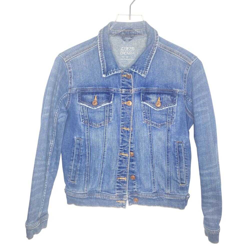 ZARA Z1975 Womens Trucker Four Pocket Medium Wash Denim Jacket Size Medium